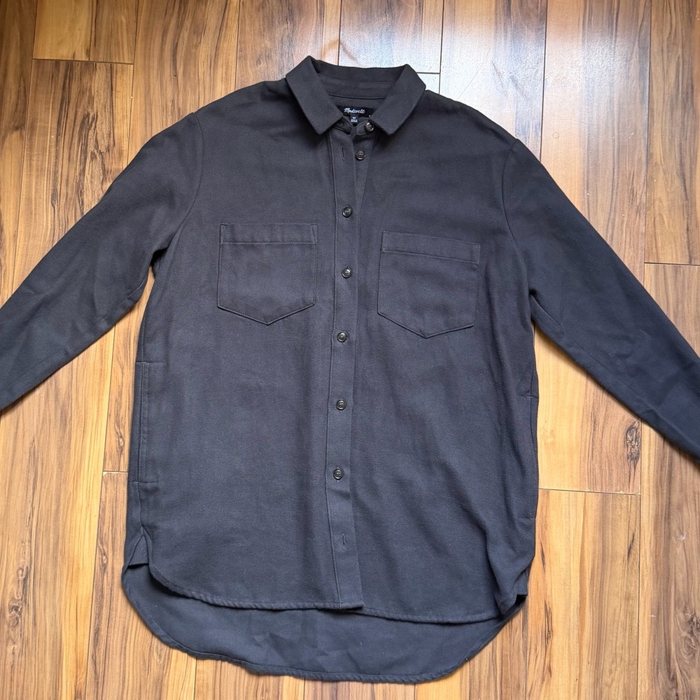 Madewell Charcoal drapey moleskin Button-Up Shirt - Picture 2 of 9